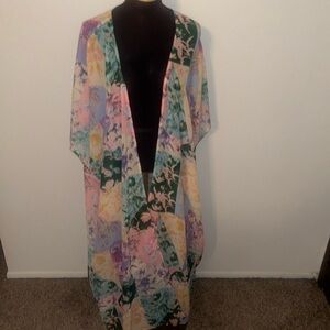 Lane Bryant Maxi Length Sheer Floral Kimono/Duster One size